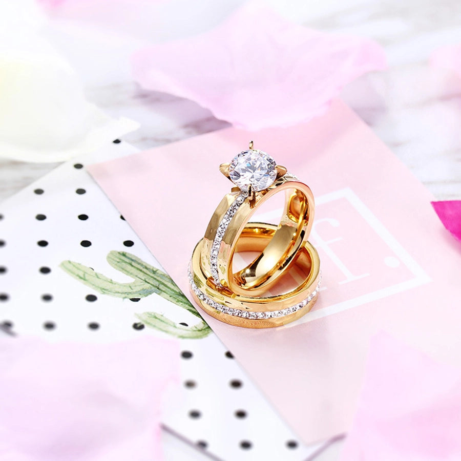 Flor de diamante sin incrustaciones Acero de titanio chapado en oro de 18K