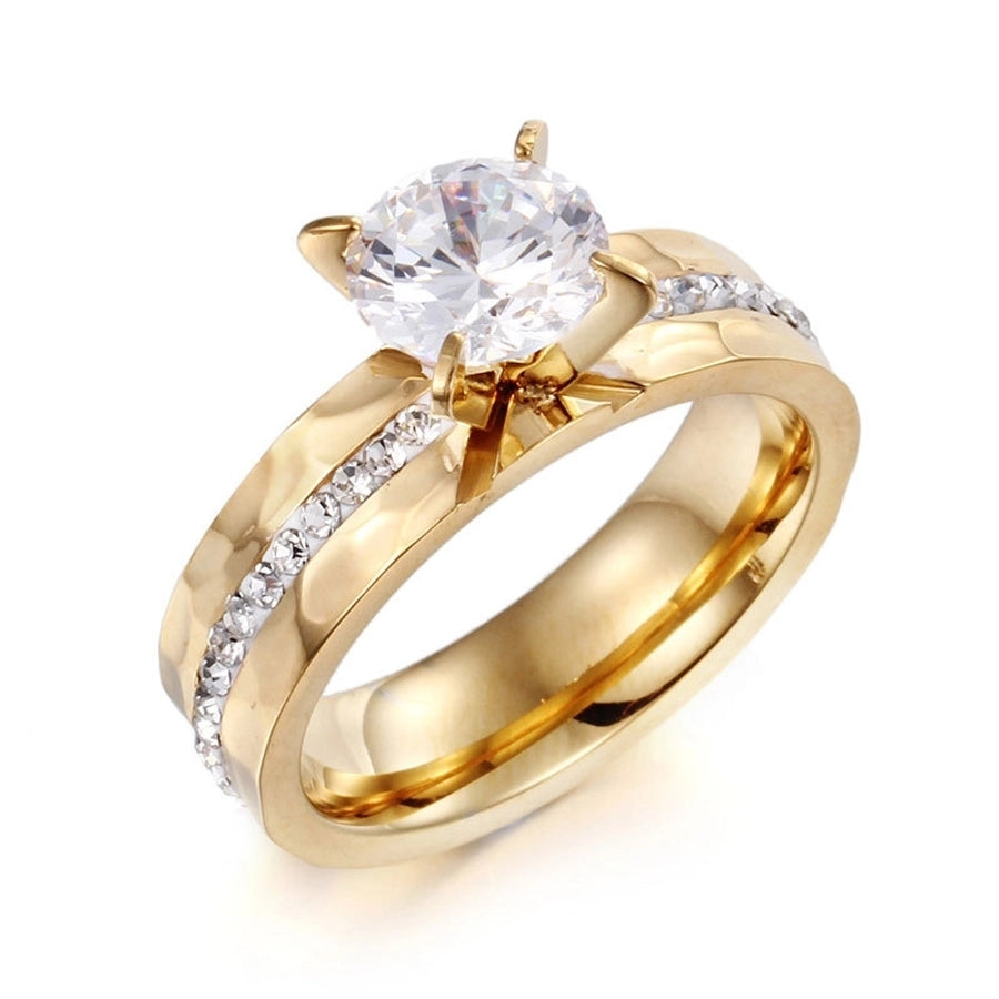 Flor de diamante sin incrustaciones Acero de titanio chapado en oro de 18K
