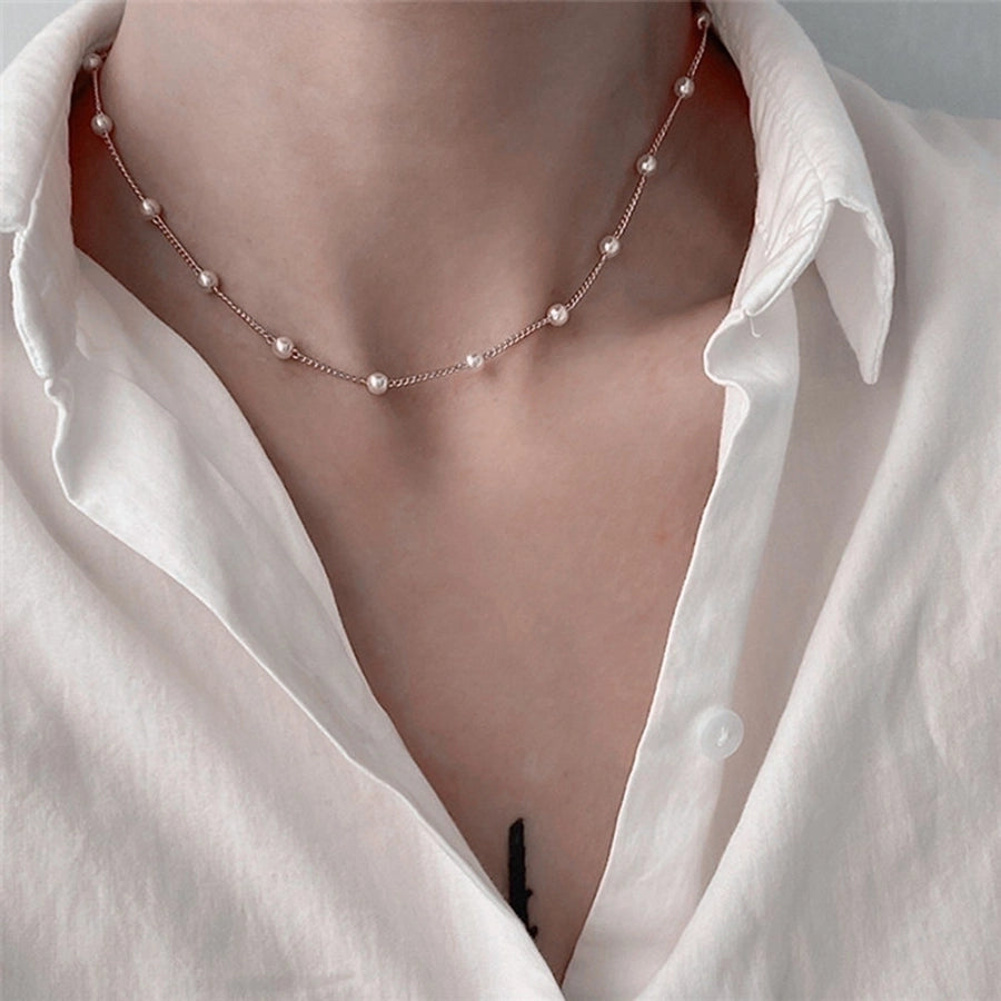 Collar de mujer de aleación de perlas artificiales con forma de corazón de gotas de agua de estilo vintage