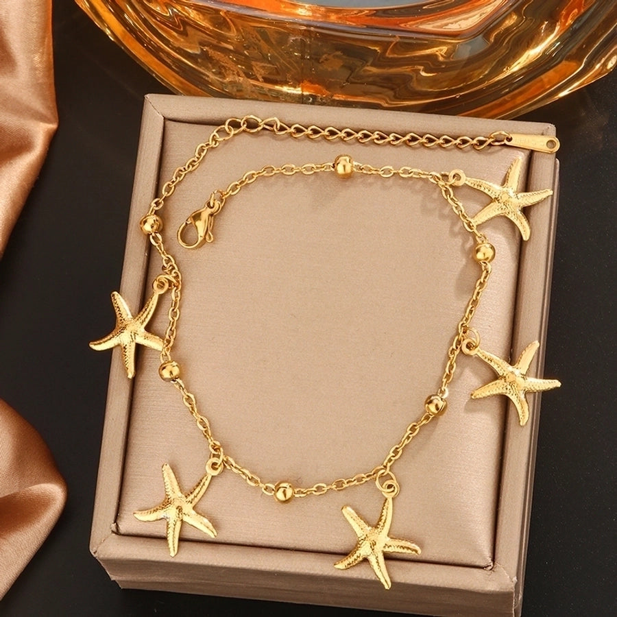 Pulseras con incrustaciones Tobillera Acero inoxidable 304 Chapado en oro de 18K