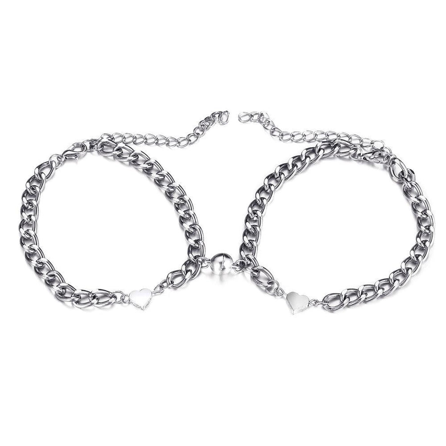 Pulseras de pareja de aleación con forma de corazón y estrella de moda