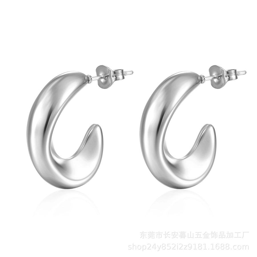 Pendientes chapados en oro de 18K de acero inoxidable 304 con revestimiento de color sólido a la moda