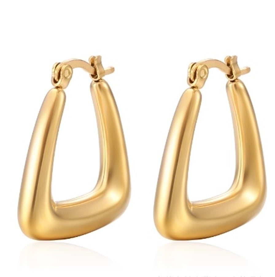 Pendientes chapados en oro de 18K de acero inoxidable 304 con revestimiento de color sólido a la moda