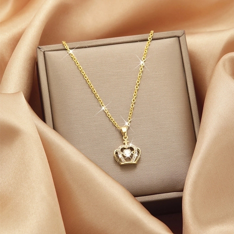 Collar con colgante chapado en oro con incrustaciones de acero de titanio y flor en forma de corazón