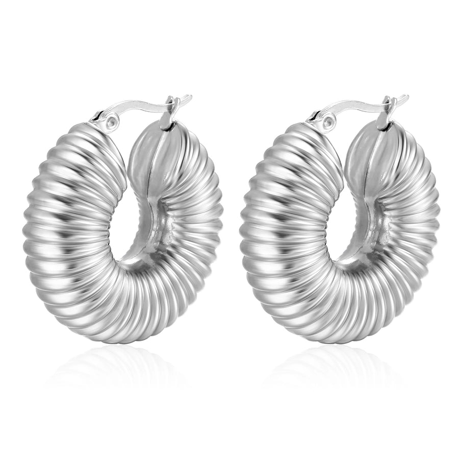Pendientes chapados en oro de 18K de acero inoxidable 304 con revestimiento de color sólido a la moda