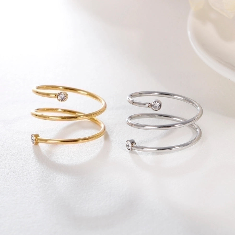 Acero Inoxidable Chapados en oro de 18k Circón Anillos Abiertos