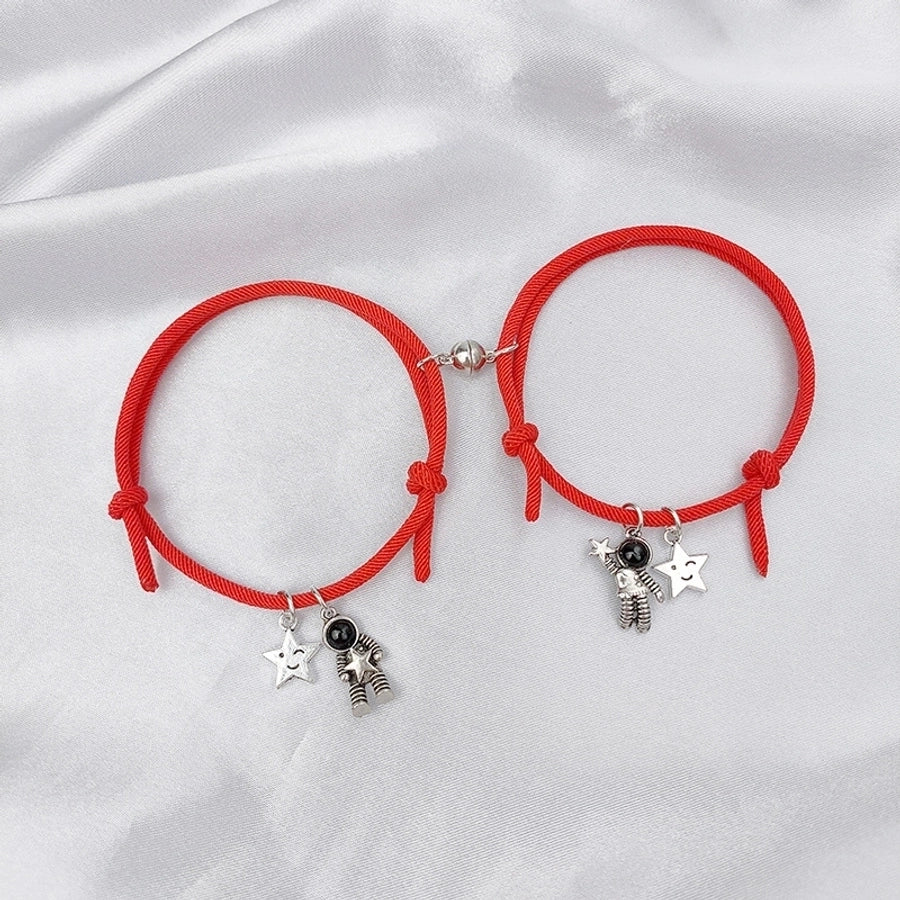 Pulseras de pareja sin incrustaciones con revestimiento de aleación de estrella de estilo simple