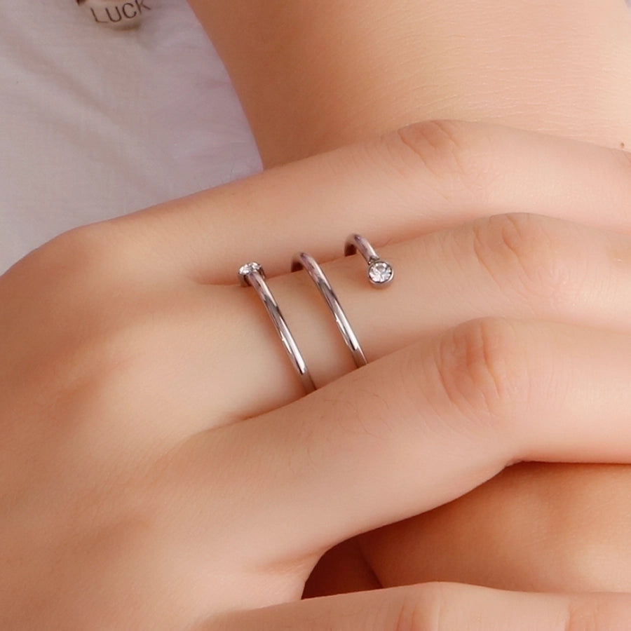 Acero Inoxidable Chapados en oro de 18k Circón Anillos Abiertos