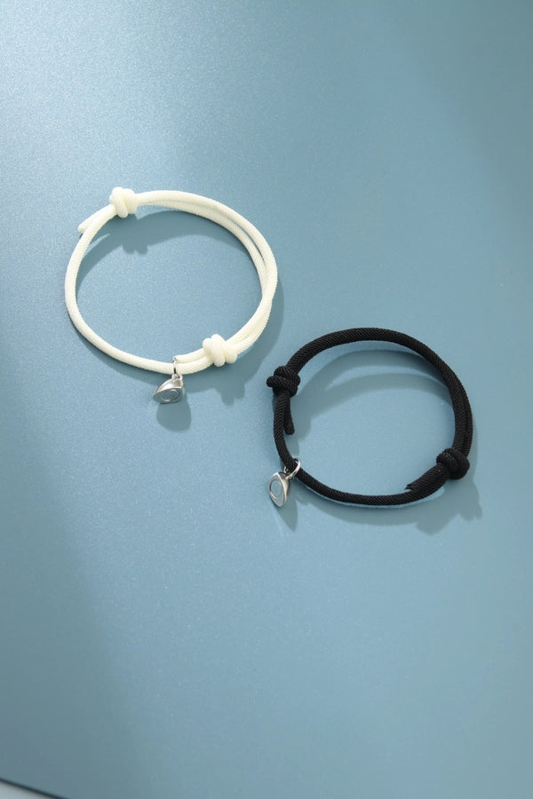 Pulseras de pareja de cuerda de aleación con forma de corazón de moda