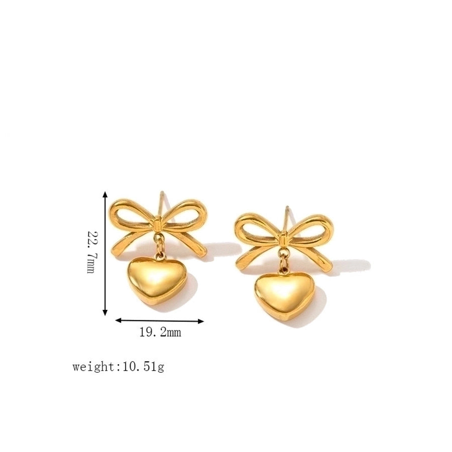 Pendientes de aro chapados en oro de 18K con forma de corazón de pentagrama de estilo clásico lindo e informal ahuecados Acero inoxidable 304 Acero de titanio