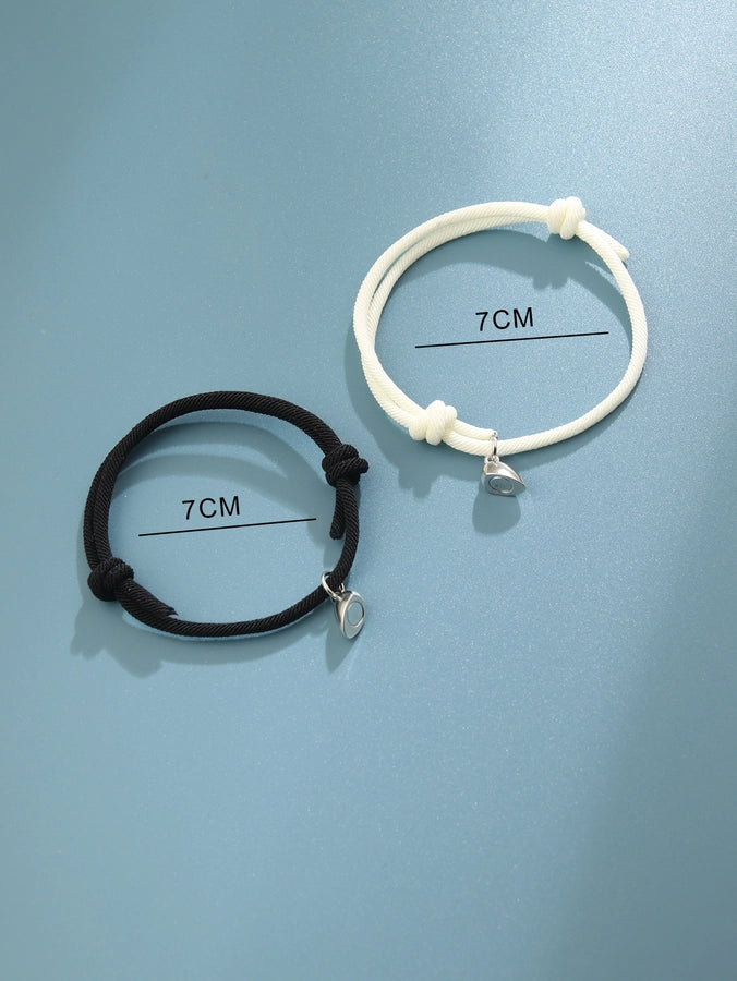 Pulseras de pareja de cuerda de aleación con forma de corazón de moda