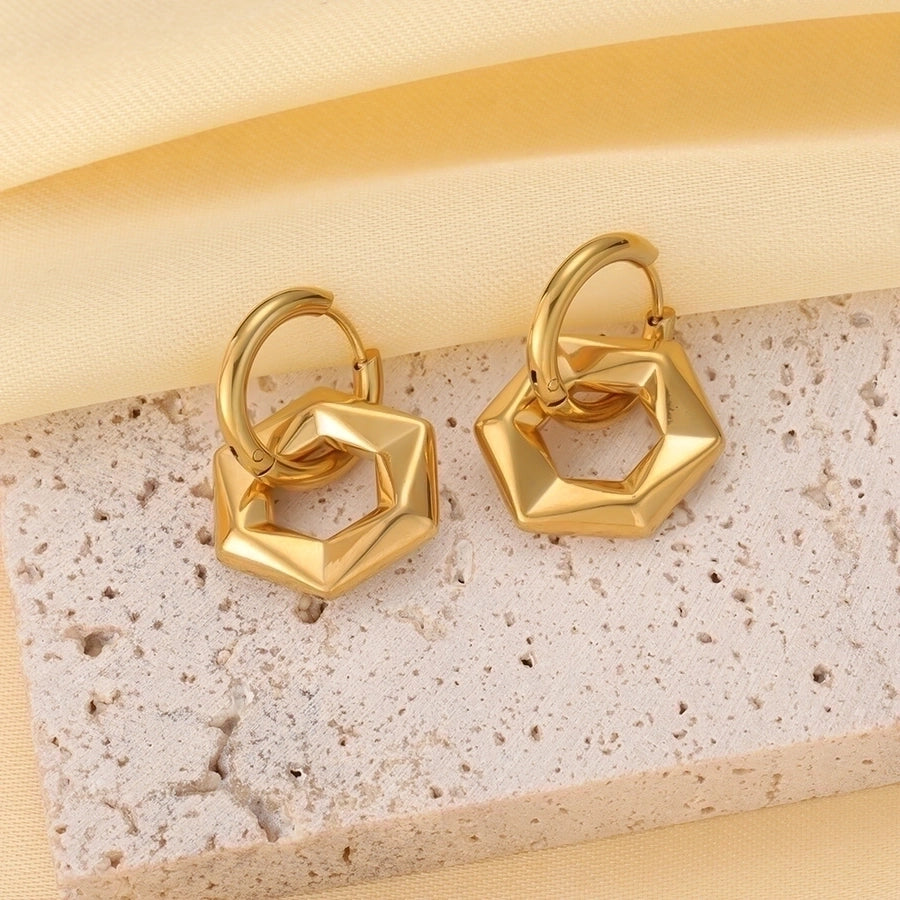 Pendientes de aro chapados en oro de 18K con forma de corazón de pentagrama de estilo clásico lindo e informal ahuecados Acero inoxidable 304 Acero de titanio
