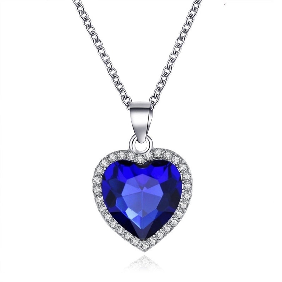Collar clásico con forma de corazón y océano, gema de cristal titanic, cadena para clavícula
