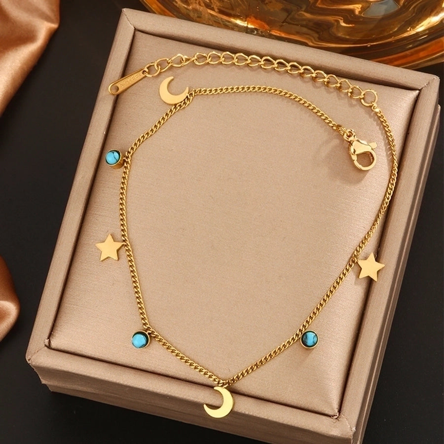 Pulseras con incrustaciones Tobillera Acero inoxidable 304 Chapado en oro de 18K