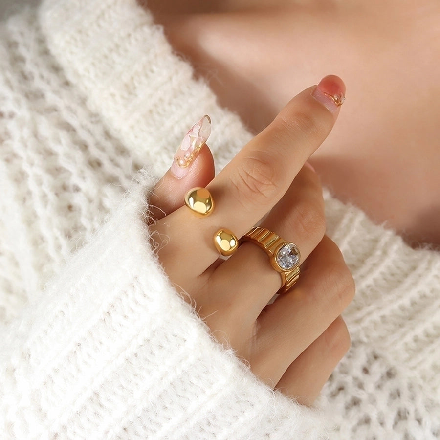 Anillo abiertoJoyería Estilo simple Geométrico irregular Acero inoxidable 304 Chapado en oro de 18K
