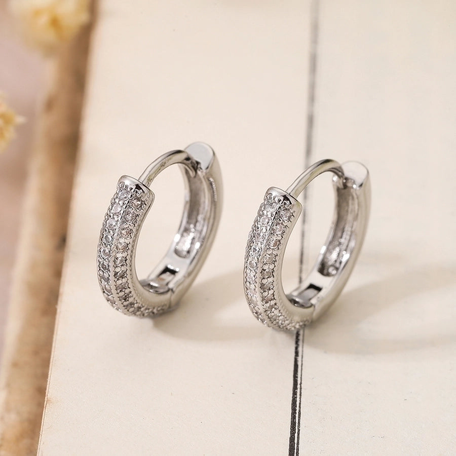 Pendientes de aro chapados en oro con circonitas de cobre chapado en oro geométrico de moda