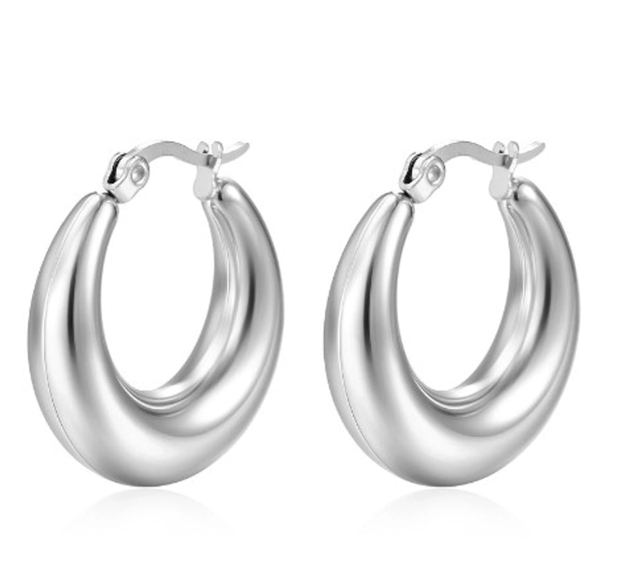Pendientes chapados en oro de 18K de acero inoxidable 304 con revestimiento de color sólido a la moda