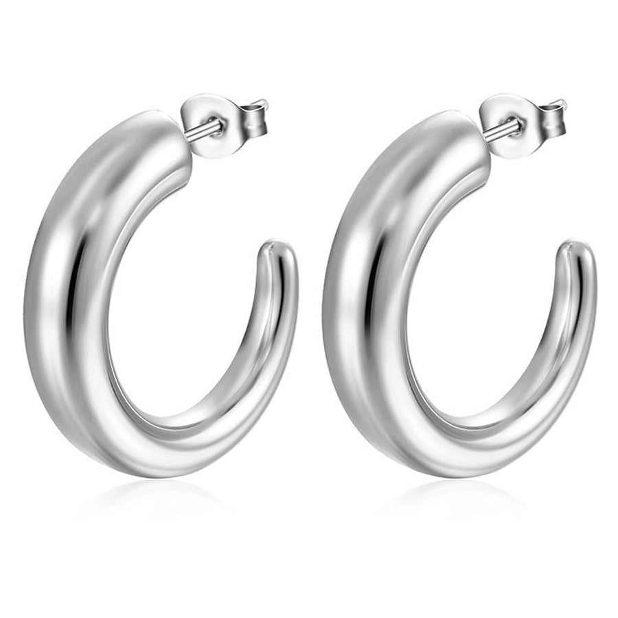 Pendientes chapados en oro de 18K de acero inoxidable 304 con revestimiento de color sólido a la moda