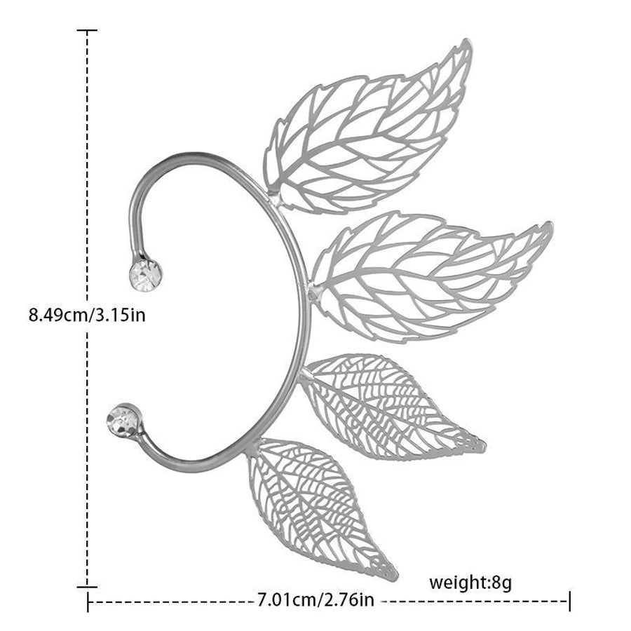 Clips para las orejas con incrustaciones de diamantes artificiales de aleación de mariposa estilo Hada de joyería