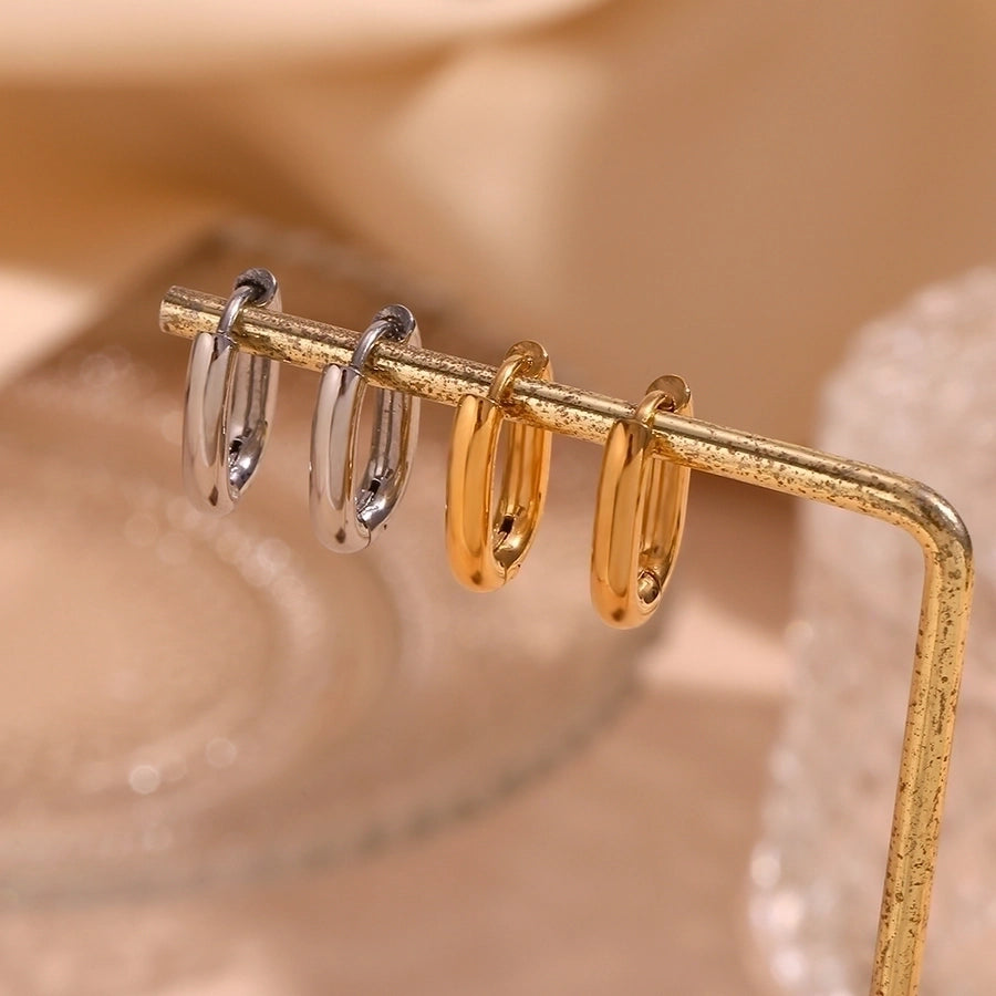 Pendientes chapados en oro de 18K de acero inoxidable 304 con revestimiento de color sólido de estilo simple