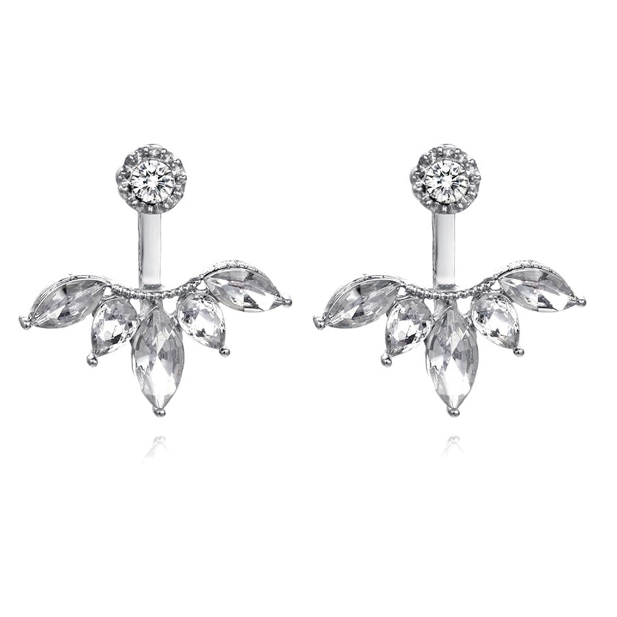 Pendientes colgantes de hojas asimétricas con corazón de cristal