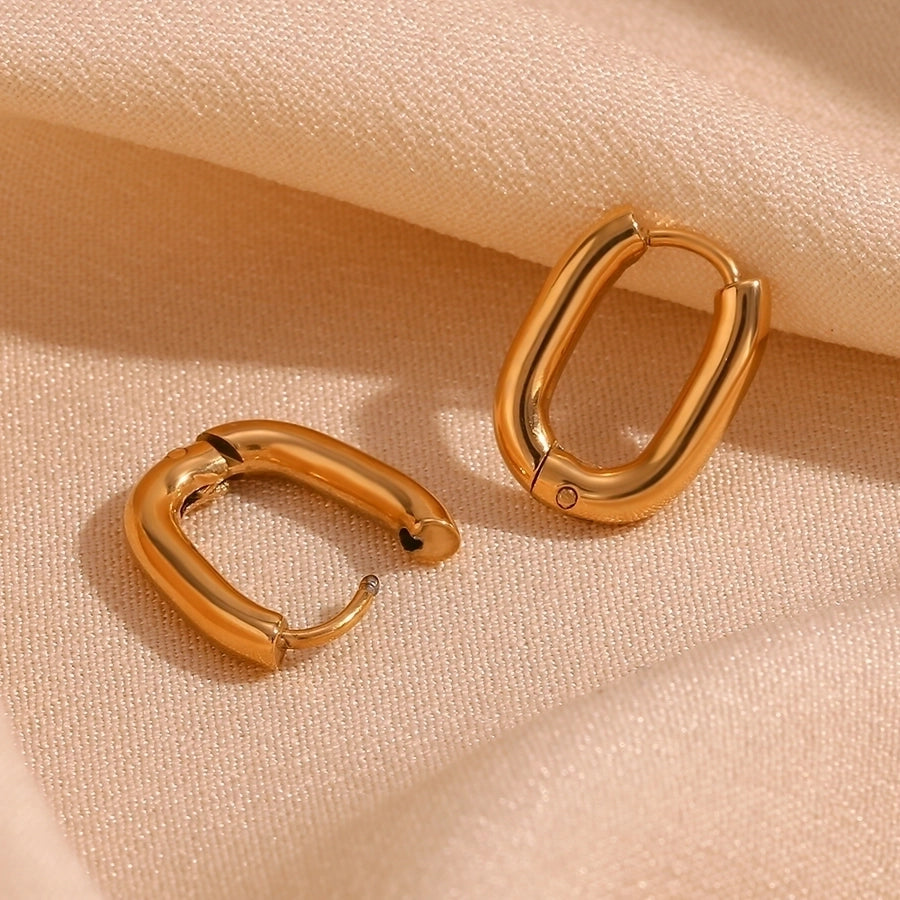 Pendientes chapados en oro de 18K de acero inoxidable 304 con revestimiento de color sólido de estilo simple