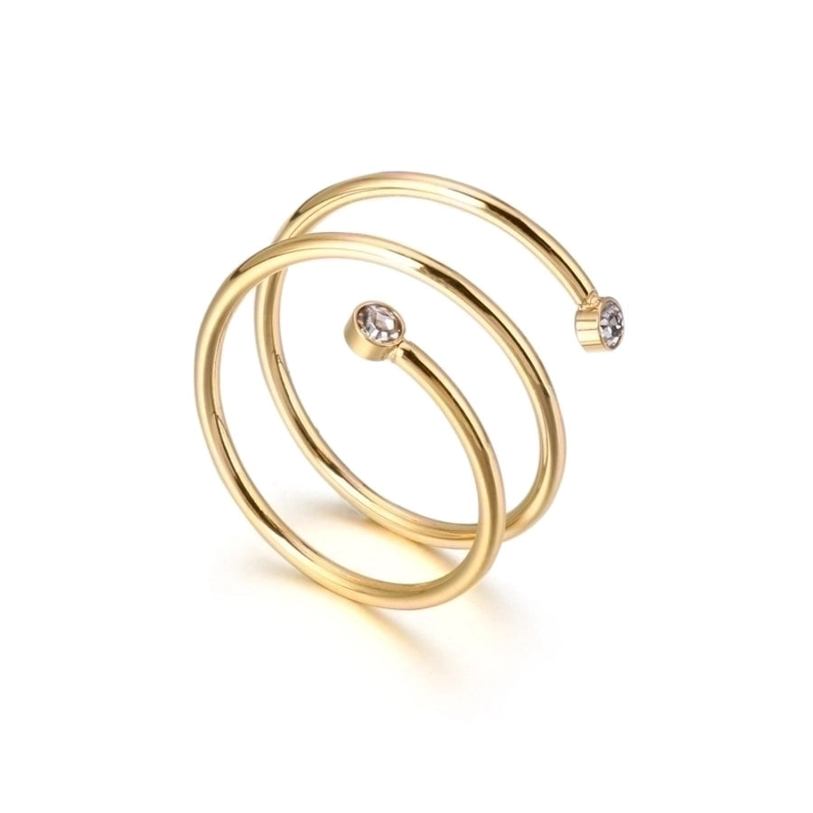 Acero Inoxidable Chapados en oro de 18k Circón Anillos Abiertos