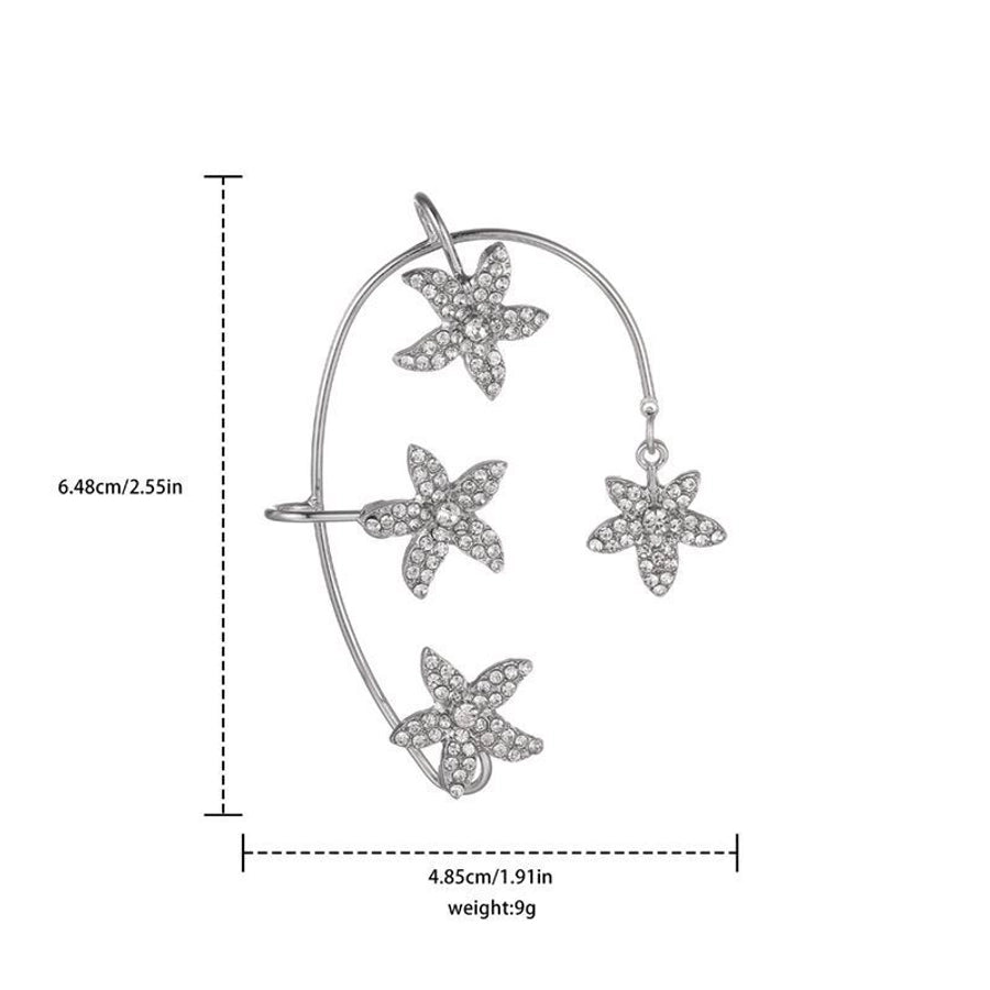Clips para las orejas con incrustaciones de diamantes artificiales de aleación de mariposa estilo Hada de joyería
