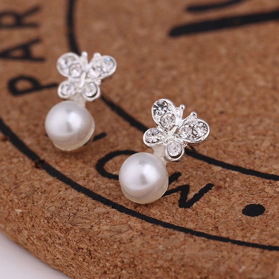 Pendientes de aleación con revestimiento de perlas geométricas de moda