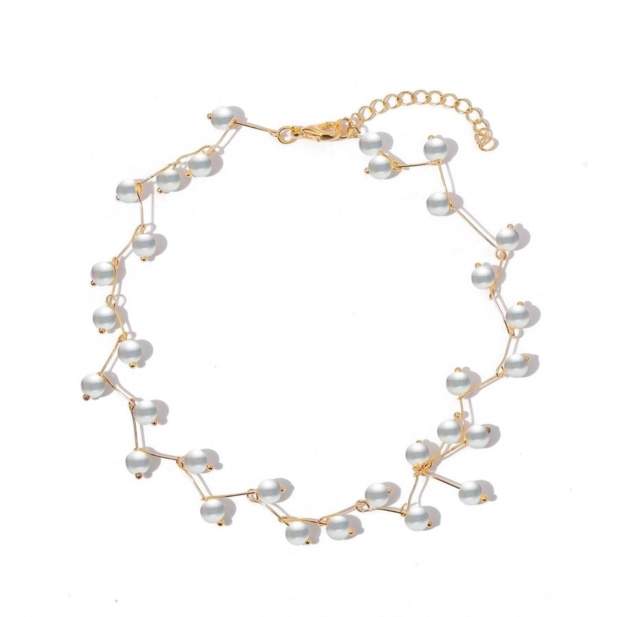 Collar de mujer de aleación de perlas artificiales con forma de corazón de gotas de agua de estilo vintage