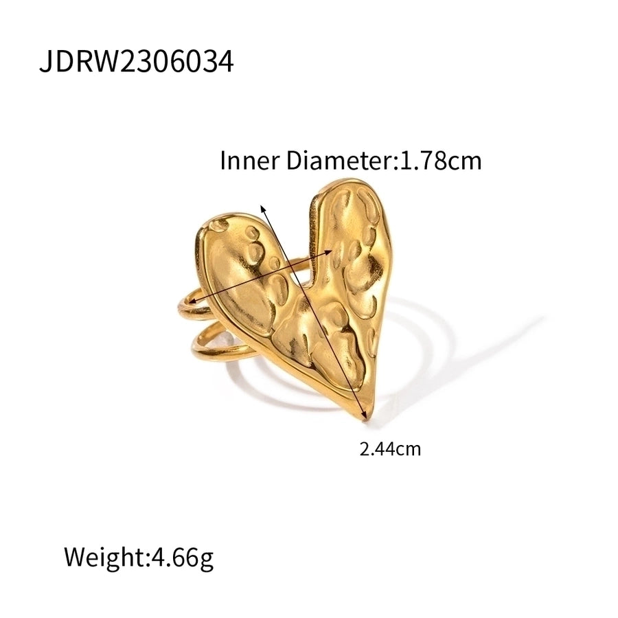 Anillos abiertos chapados en acero inoxidable 304 con forma de corazón estilo IG de joyería