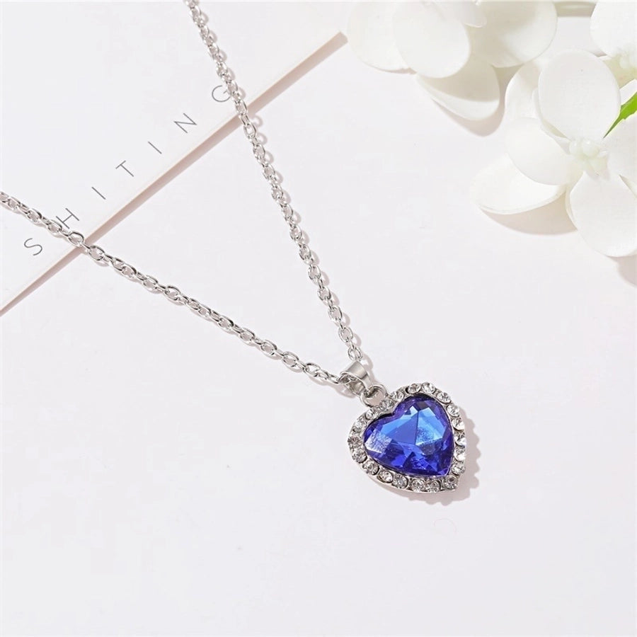 Collar clásico con forma de corazón y océano, gema de cristal titanic, cadena para clavícula