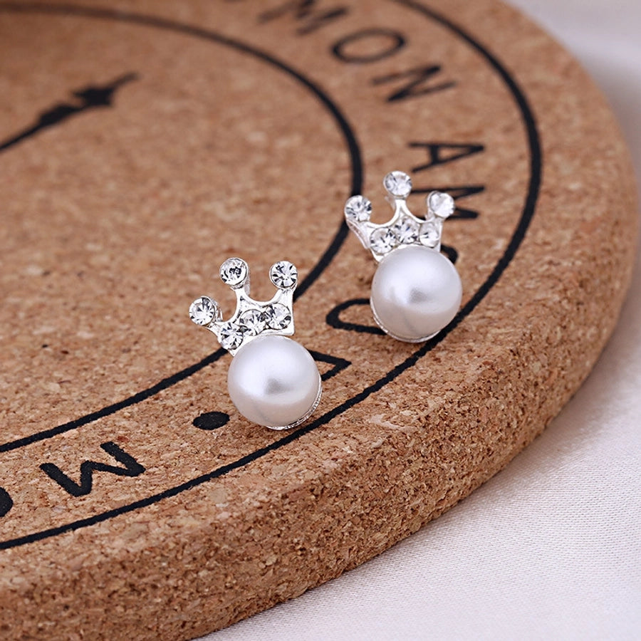 Pendientes de aleación con revestimiento de perlas geométricas de moda