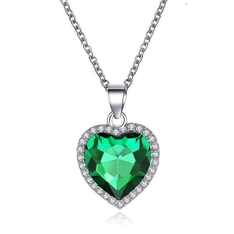 Collar clásico con forma de corazón y océano, gema de cristal titanic, cadena para clavícula