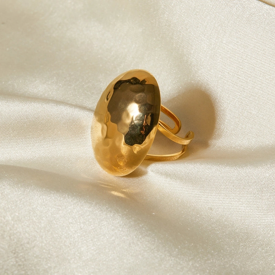 Anillos abiertos martillados estilo IG chapados en oro de 18K de acero inoxidable 304