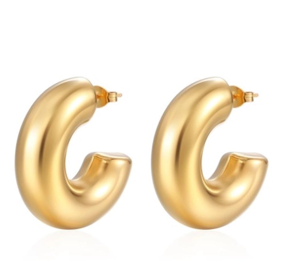 Pendientes chapados en oro de 18K de acero inoxidable 304 con revestimiento de color sólido a la moda