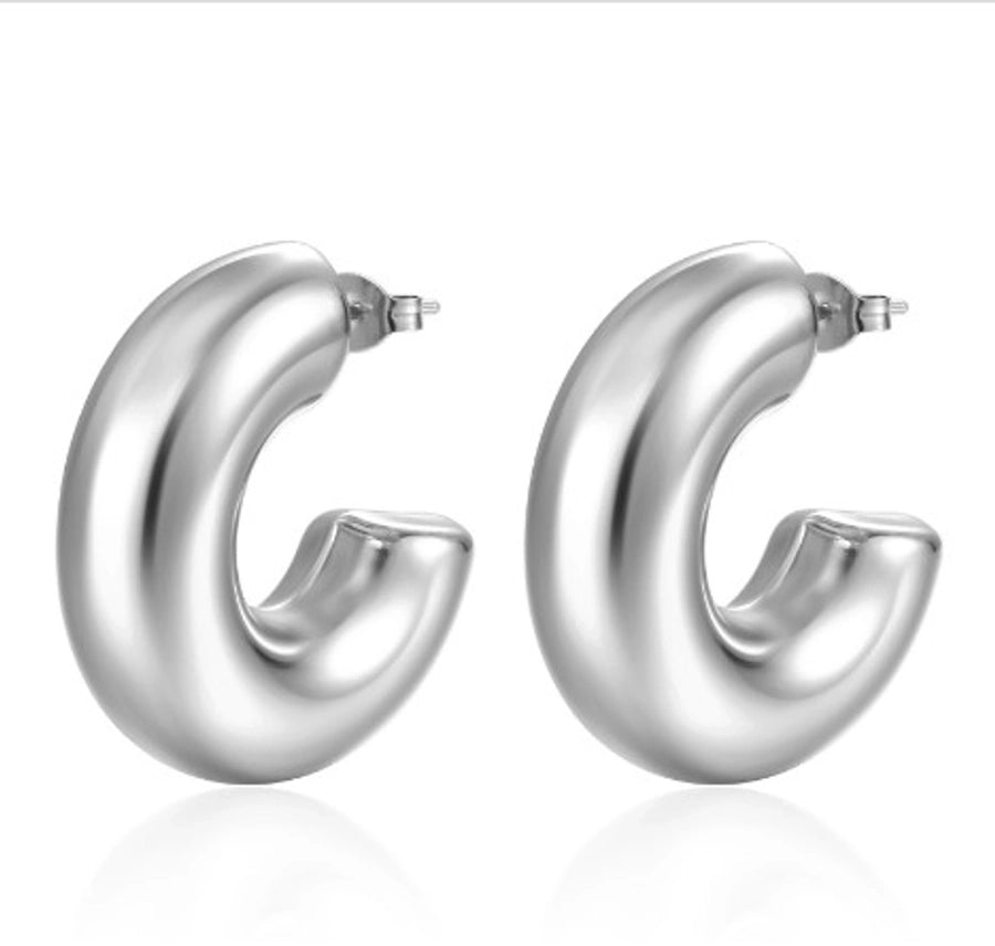 Pendientes chapados en oro de 18K de acero inoxidable 304 con revestimiento de color sólido a la moda