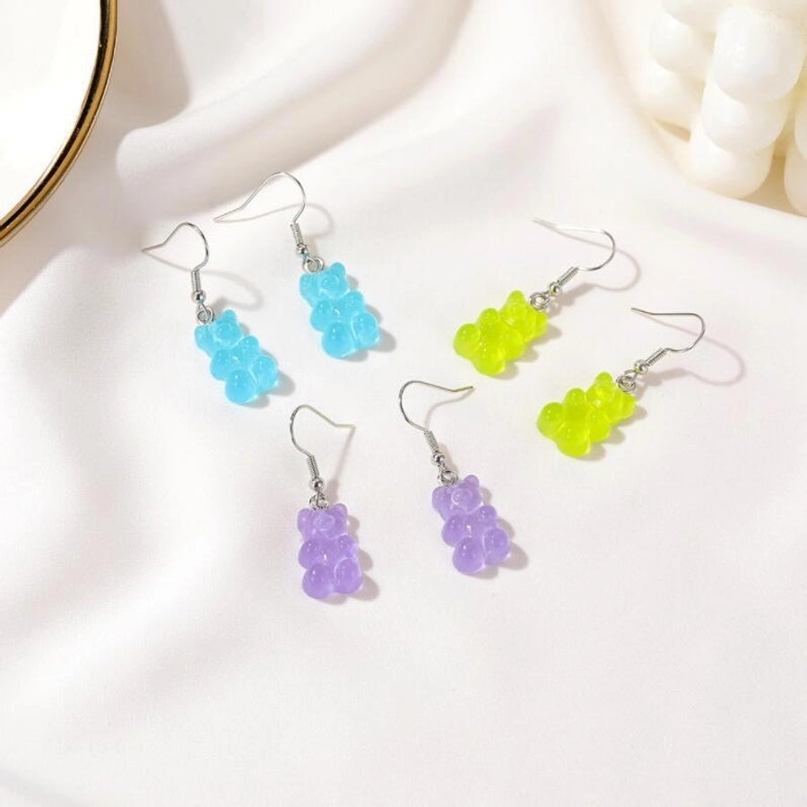 aretes de aleación de oso estilo dibujos animados