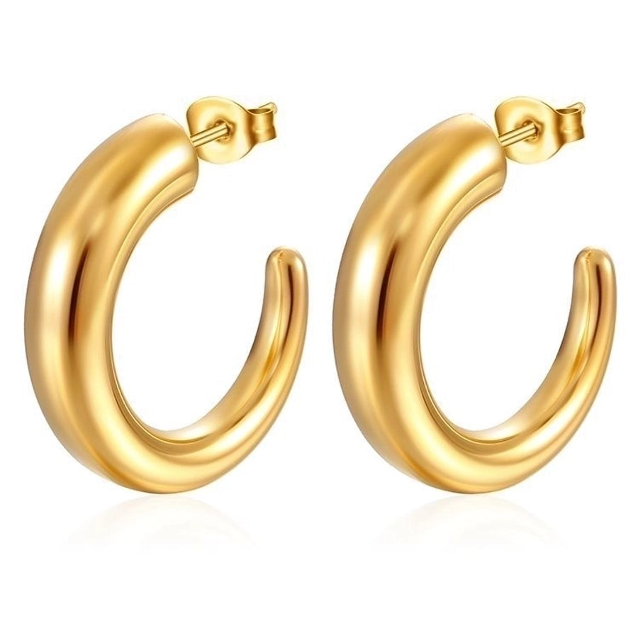 Pendientes chapados en oro de 18K de acero inoxidable 304 con revestimiento de color sólido a la moda