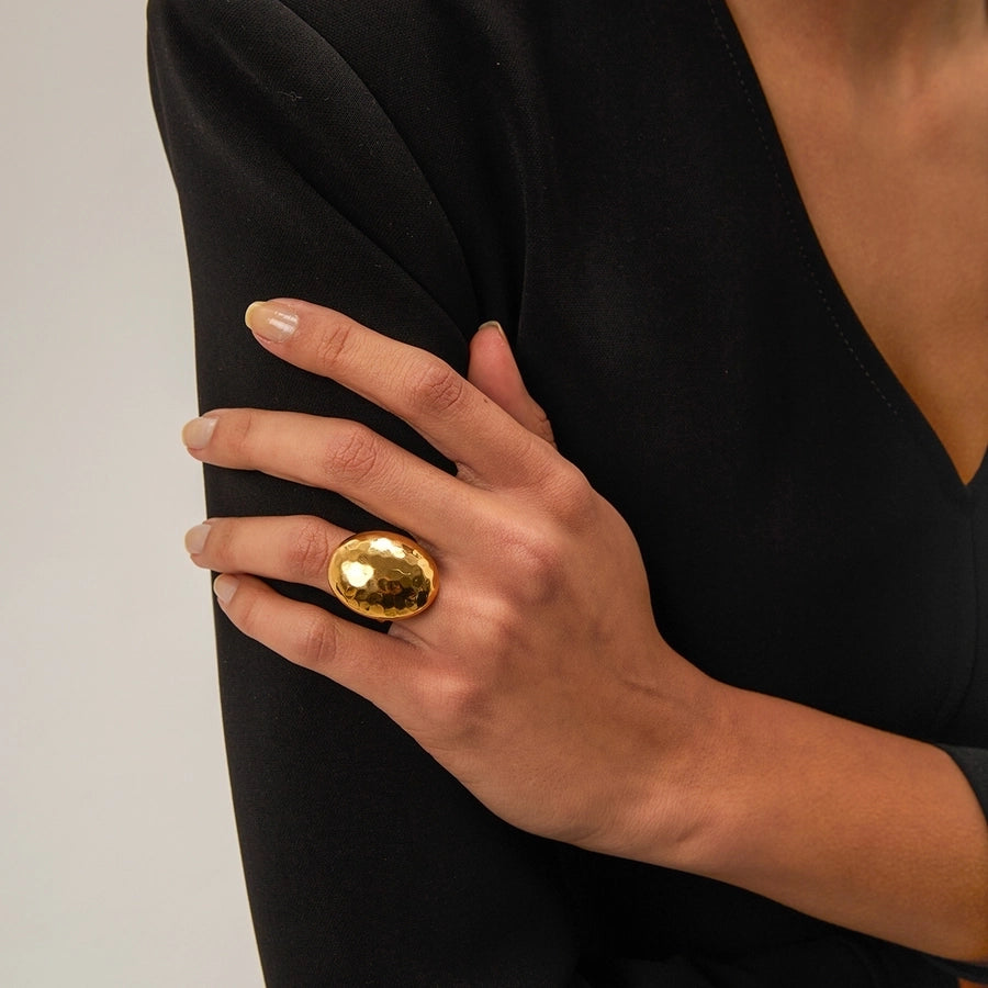 Anillos abiertos martillados estilo IG chapados en oro de 18K de acero inoxidable 304