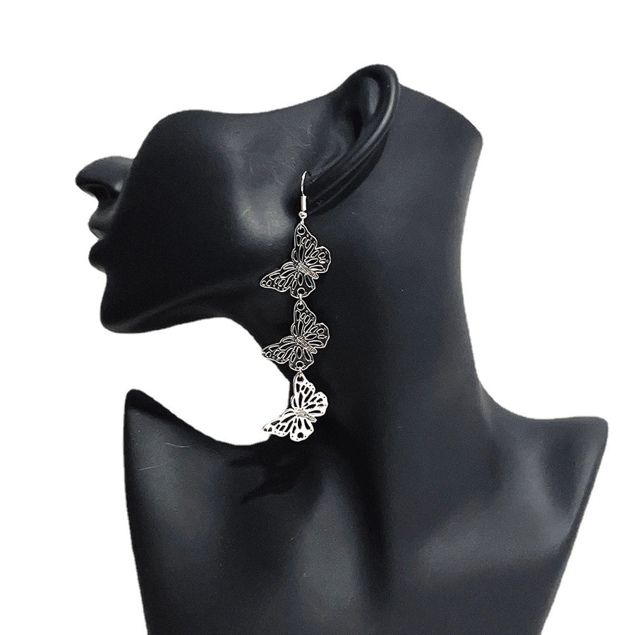 lindos aretes colgantes de metal con forma de mariposa