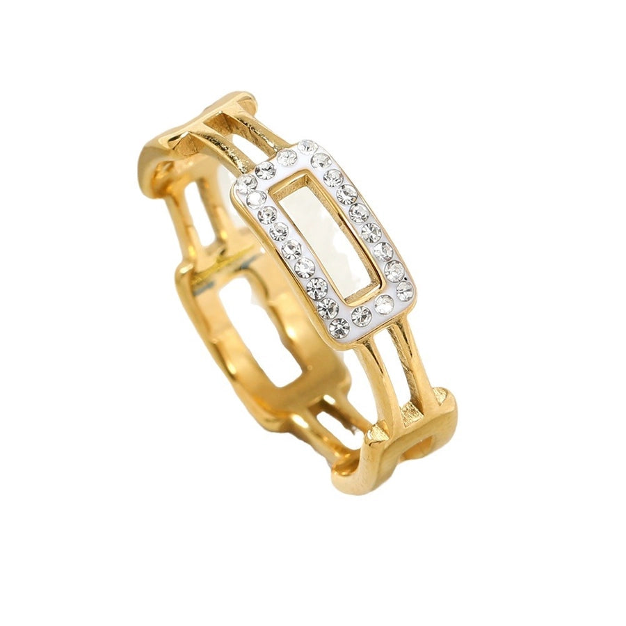 Anillos Incrustación Circón Hueco Acero Inoxidable 201