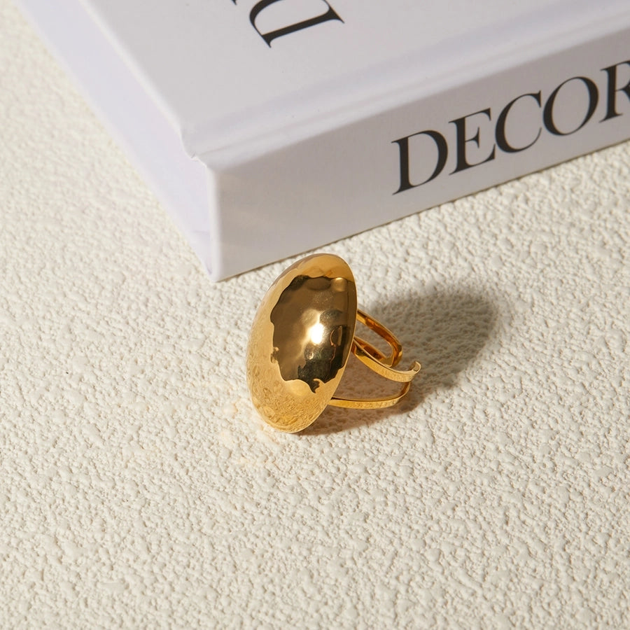 Anillos abiertos martillados estilo IG chapados en oro de 18K de acero inoxidable 304