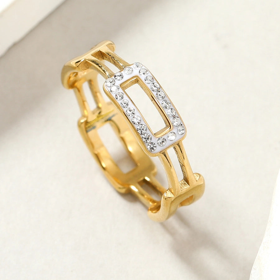 Anillos Incrustación Circón Hueco Acero Inoxidable 201