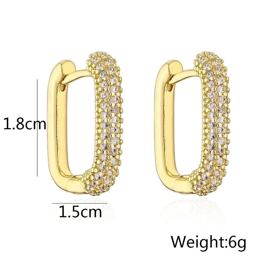Pendientes de aro chapados en oro con circonitas de cobre chapado en oro geométrico de moda