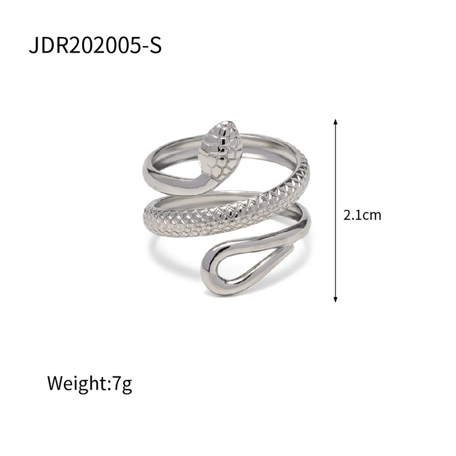 Anillo abierto chapado en oro de 18K de acero inoxidable 304 con forma de serpiente