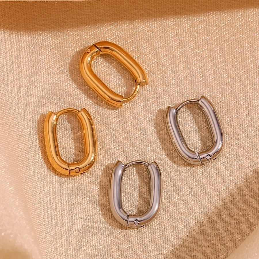 Pendientes chapados en oro de 18K de acero inoxidable 304 con revestimiento de color sólido de estilo simple
