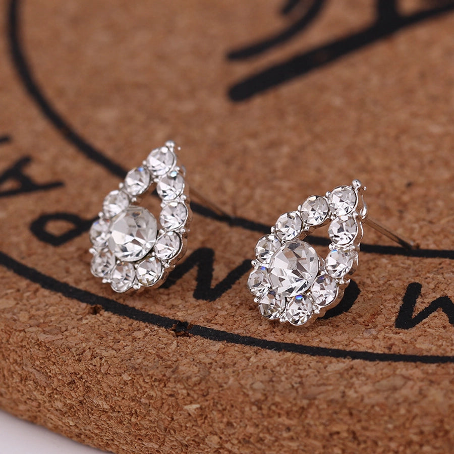 Pendientes de aleación con revestimiento de perlas geométricas de moda