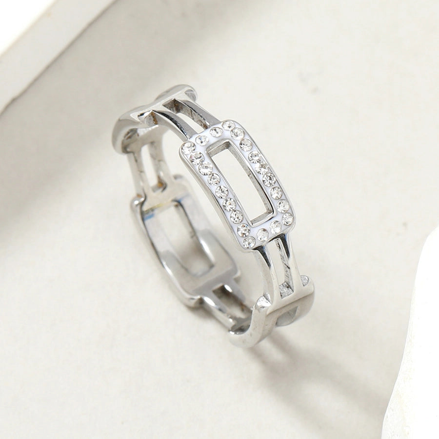Anillos Incrustación Circón Hueco Acero Inoxidable 201