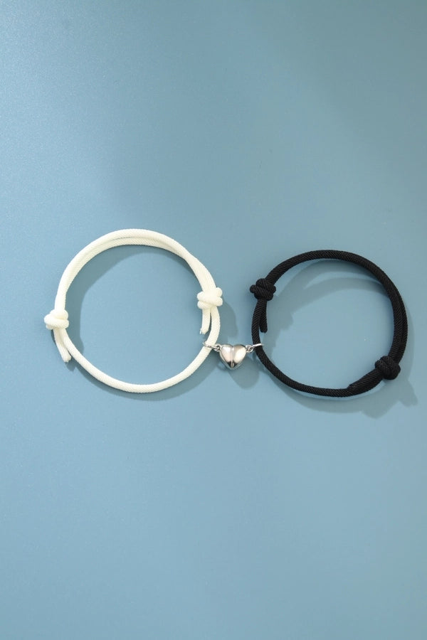 Pulseras de pareja de cuerda de aleación con forma de corazón de moda